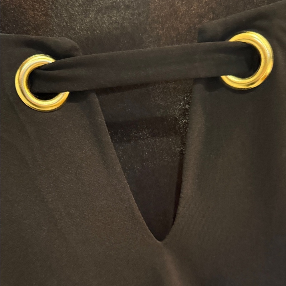 Michael Kors Black Long Sleeve Top with Gold Rings - Picture 4 of 5